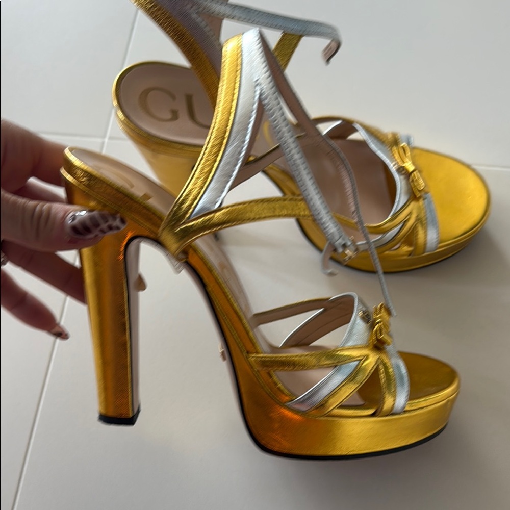 Gucci Gold and Silver Women's Heels